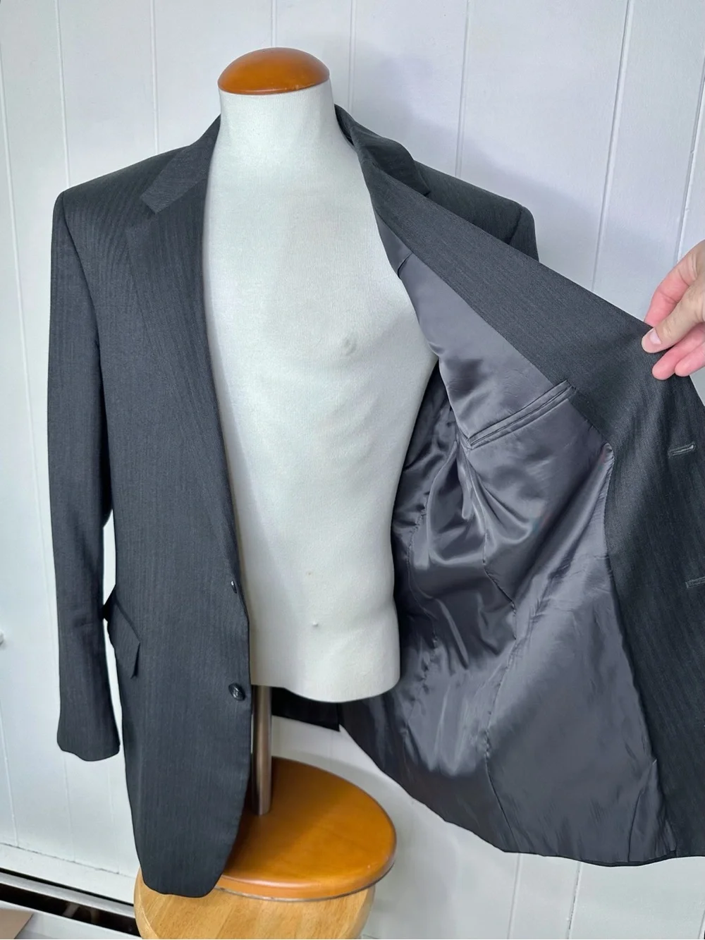 Jos A Bank Charcoal Gray Herringbone SUIT